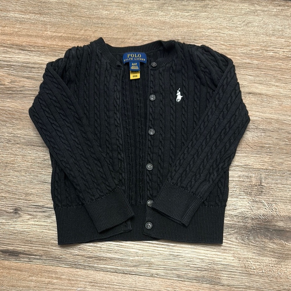 Polo by Ralph Lauren Black Cable Knit Cardigan